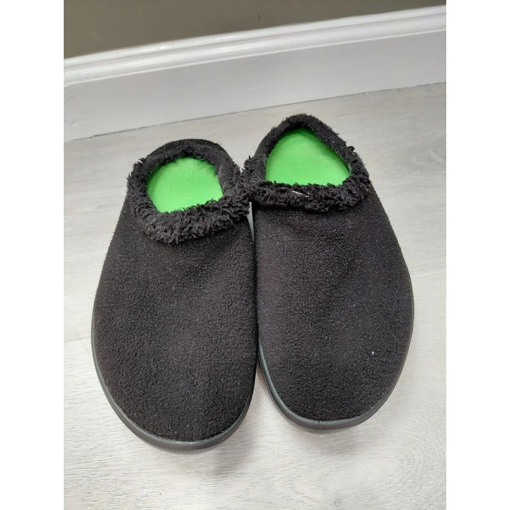 OOFOS OOcoozie Mule Men's 9.5(EU 42.5) Slip On Recovery Shoes Black Sherpa